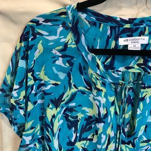 Tie front mandarin collar floral top